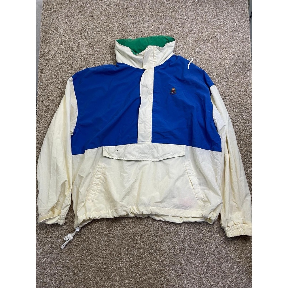 VTG Hunt Club Jacket Mens Large Green White Blue Colorblock 90s Gorpcore Outdoor